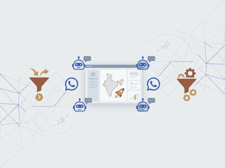 AI-powered CRM dashboard for Indian startups showing lead management and WhatsApp automation