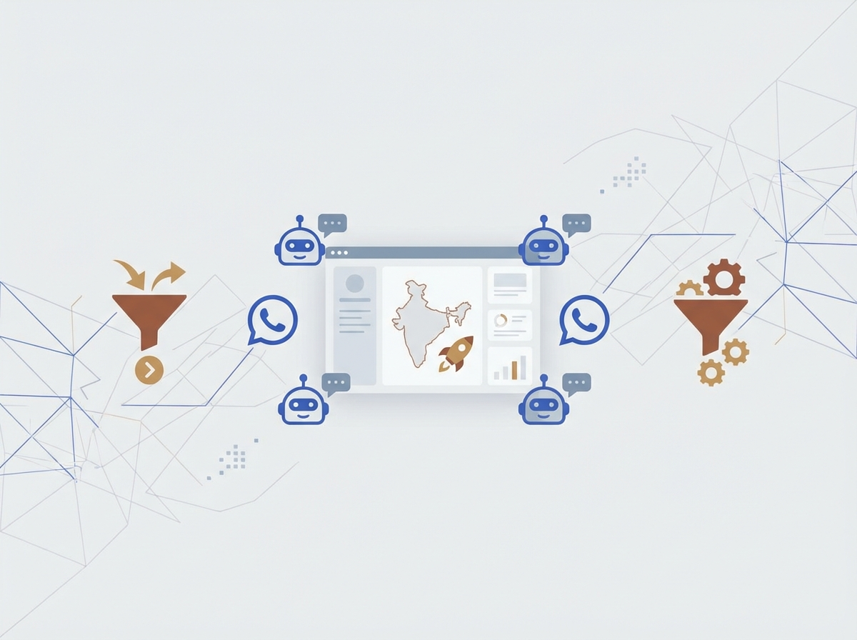 AI-powered CRM dashboard for Indian startups showing lead management and WhatsApp automation